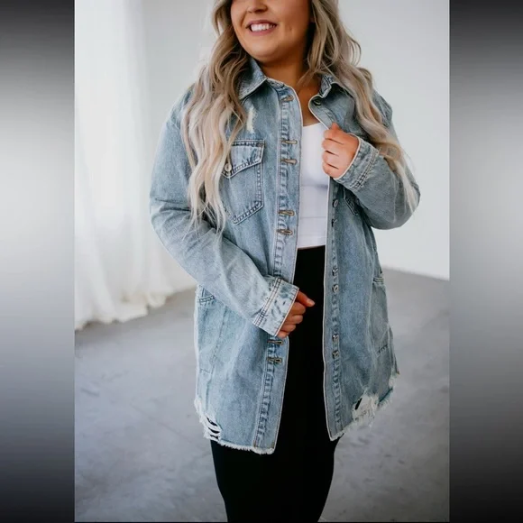 VEVERET Jean Jacket Button Down Western Distressed Women Size Small - Picture 1 of 12